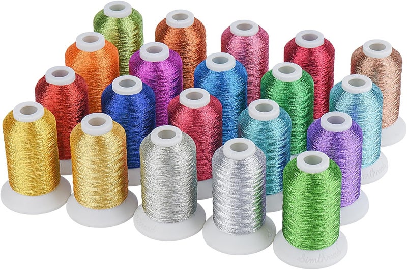 simthread Best 20 Colors Metallic Embroidery Machine Thread Kit 500M(550Y) for Computerized Embroidery and Decorative Sewing - Image 1